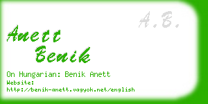 anett benik business card